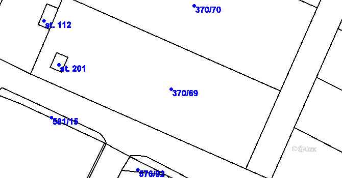 Parcela st. 370/69 v KÚ Kvítkov u Modlan, Katastrální mapa