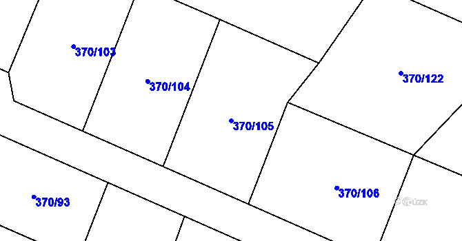 Parcela st. 370/105 v KÚ Kvítkov u Modlan, Katastrální mapa