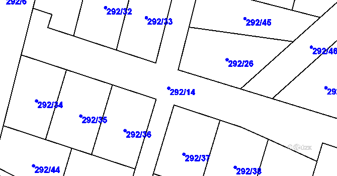 Parcela st. 292/14 v KÚ Kvítkov u Modlan, Katastrální mapa