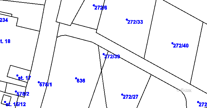 Parcela st. 272/39 v KÚ Kvítkov u Modlan, Katastrální mapa