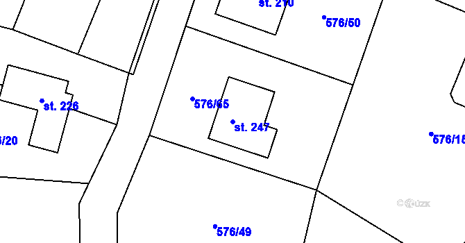 Parcela st. 247 v KÚ Kvítkov u Modlan, Katastrální mapa