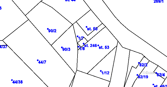 Parcela st. 246 v KÚ Kvítkov u Modlan, Katastrální mapa