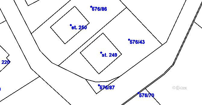 Parcela st. 249 v KÚ Kvítkov u Modlan, Katastrální mapa