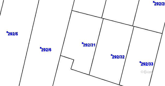 Parcela st. 292/31 v KÚ Kvítkov u Modlan, Katastrální mapa