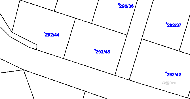 Parcela st. 292/43 v KÚ Kvítkov u Modlan, Katastrální mapa