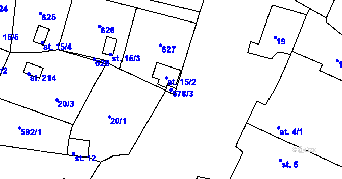 Parcela st. 578/3 v KÚ Kvítkov u Modlan, Katastrální mapa