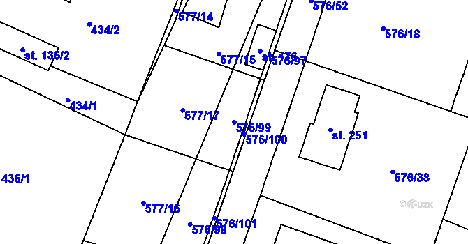 Parcela st. 576/99 v KÚ Kvítkov u Modlan, Katastrální mapa