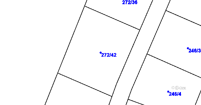 Parcela st. 272/42 v KÚ Kvítkov u Modlan, Katastrální mapa