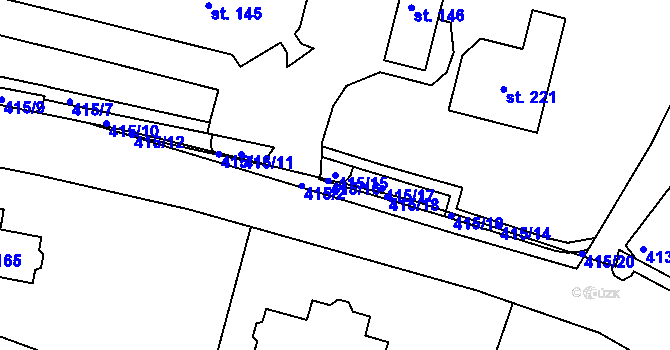 Parcela st. 415/15 v KÚ Kvítkov u Modlan, Katastrální mapa