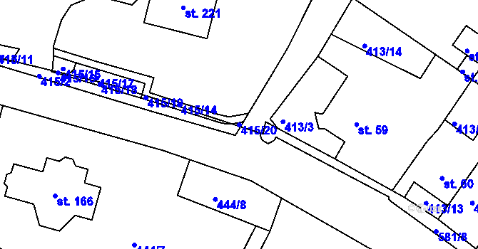 Parcela st. 415/20 v KÚ Kvítkov u Modlan, Katastrální mapa
