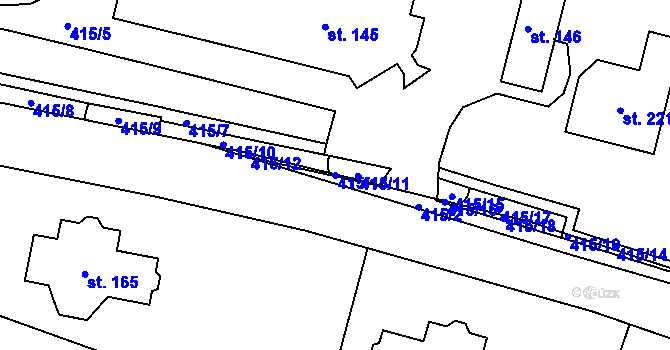Parcela st. 415/13 v KÚ Kvítkov u Modlan, Katastrální mapa
