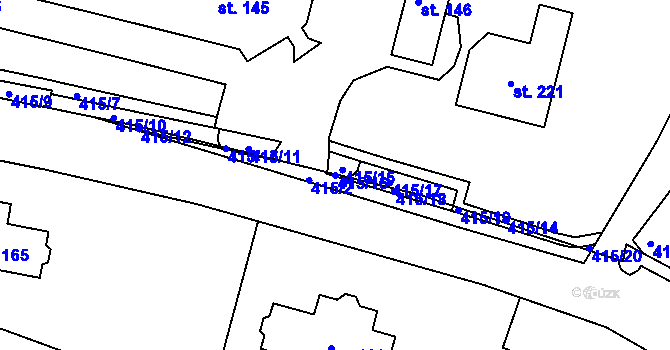 Parcela st. 415/16 v KÚ Kvítkov u Modlan, Katastrální mapa