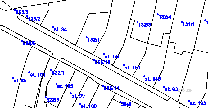 Parcela st. 145 v KÚ Modlany, Katastrální mapa