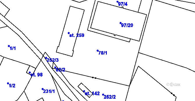 Parcela st. 78/1 v KÚ Modlany, Katastrální mapa