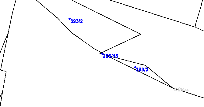 Parcela st. 266/15 v KÚ Modlany, Katastrální mapa