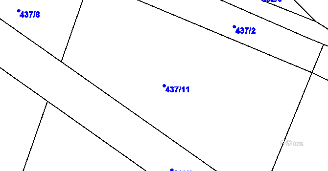 Parcela st. 437/11 v KÚ Modlany, Katastrální mapa