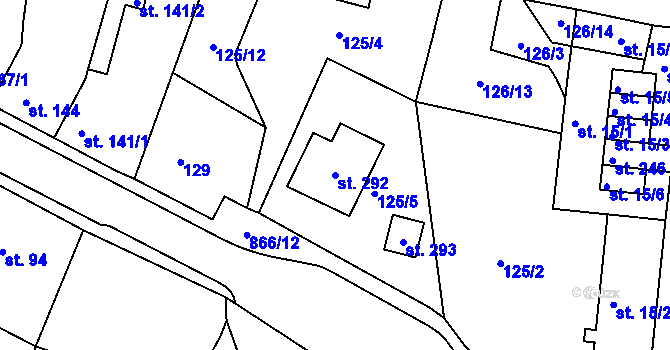 Parcela st. 292 v KÚ Modlany, Katastrální mapa