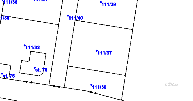 Parcela st. 111/37 v KÚ Suché, Katastrální mapa