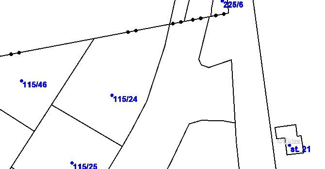Parcela st. 115/6 v KÚ Žichlice u Modlan, Katastrální mapa