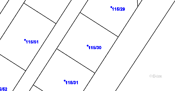 Parcela st. 115/30 v KÚ Žichlice u Modlan, Katastrální mapa