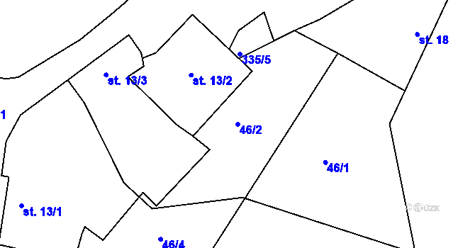 Parcela st. 46/2 v KÚ Hajská, Katastrální mapa