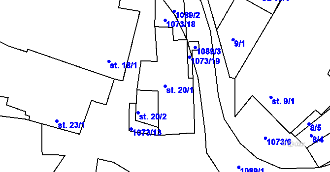 Parcela st. 20/1 v KÚ Modlešovice, Katastrální mapa