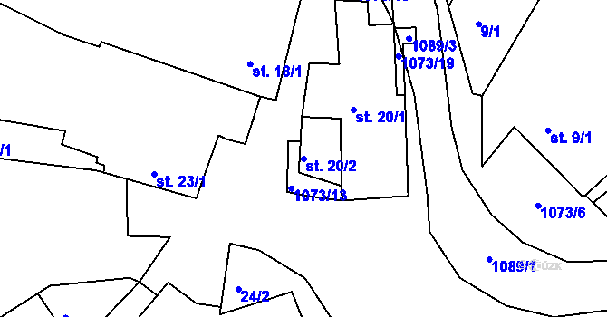 Parcela st. 20/2 v KÚ Modlešovice, Katastrální mapa