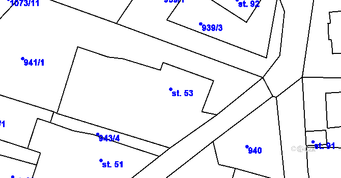 Parcela st. 53 v KÚ Modlešovice, Katastrální mapa