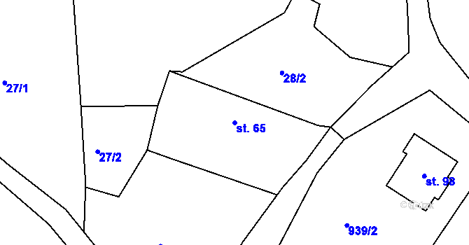 Parcela st. 65 v KÚ Modlešovice, Katastrální mapa