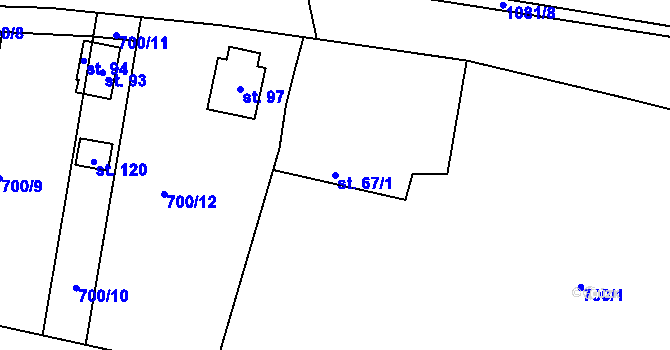 Parcela st. 67/1 v KÚ Modlešovice, Katastrální mapa