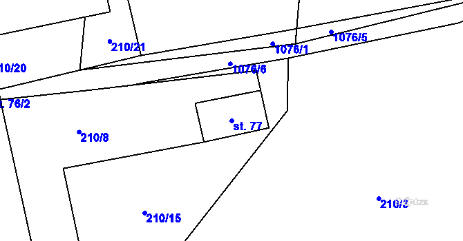 Parcela st. 77 v KÚ Modlešovice, Katastrální mapa