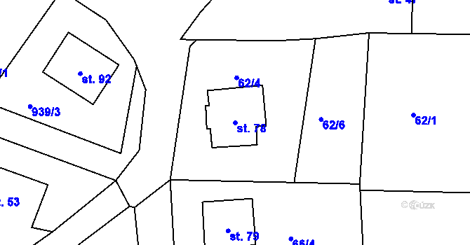 Parcela st. 78 v KÚ Modlešovice, Katastrální mapa