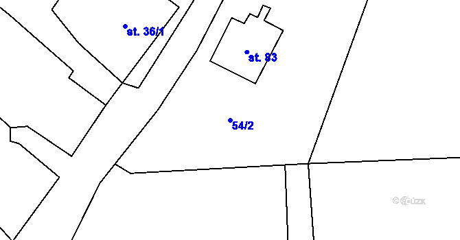Parcela st. 54/2 v KÚ Modlešovice, Katastrální mapa
