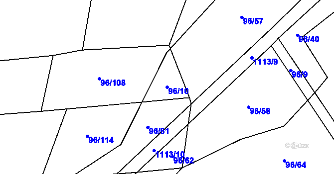 Parcela st. 96/10 v KÚ Modlešovice, Katastrální mapa