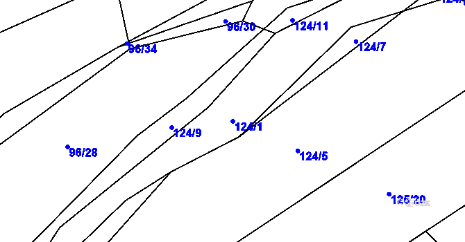 Parcela st. 124/1 v KÚ Modlešovice, Katastrální mapa
