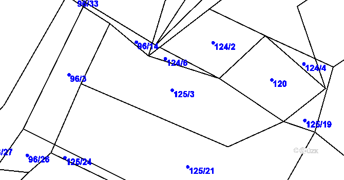 Parcela st. 125/3 v KÚ Modlešovice, Katastrální mapa