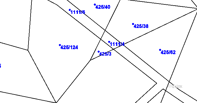 Parcela st. 425/3 v KÚ Modlešovice, Katastrální mapa