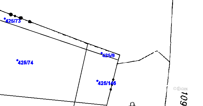 Parcela st. 425/9 v KÚ Modlešovice, Katastrální mapa