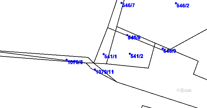 Parcela st. 541/1 v KÚ Modlešovice, Katastrální mapa