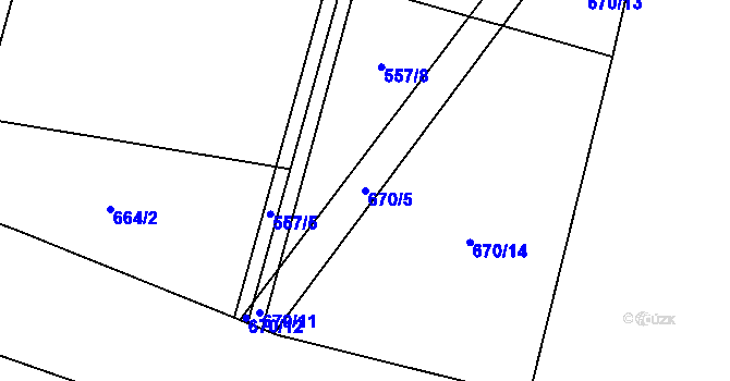 Parcela st. 670/5 v KÚ Modlešovice, Katastrální mapa