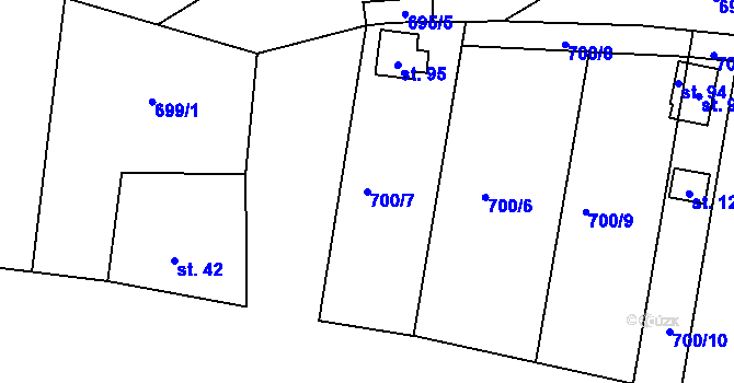 Parcela st. 700/7 v KÚ Modlešovice, Katastrální mapa
