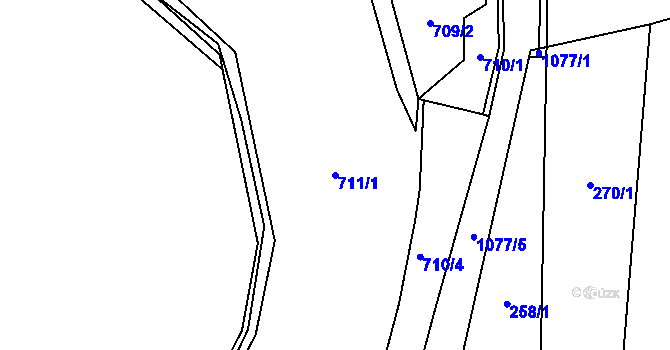 Parcela st. 711/1 v KÚ Modlešovice, Katastrální mapa
