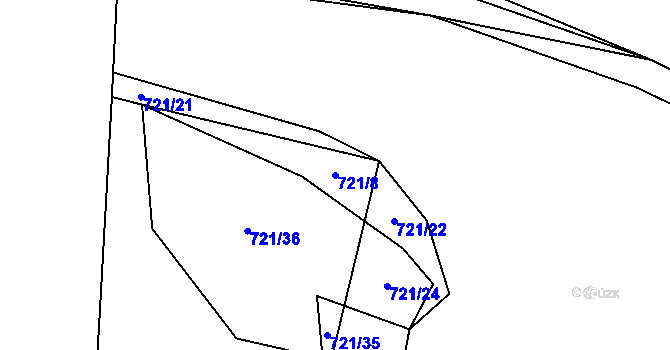 Parcela st. 721/8 v KÚ Modlešovice, Katastrální mapa