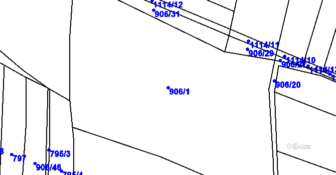 Parcela st. 906/1 v KÚ Modlešovice, Katastrální mapa