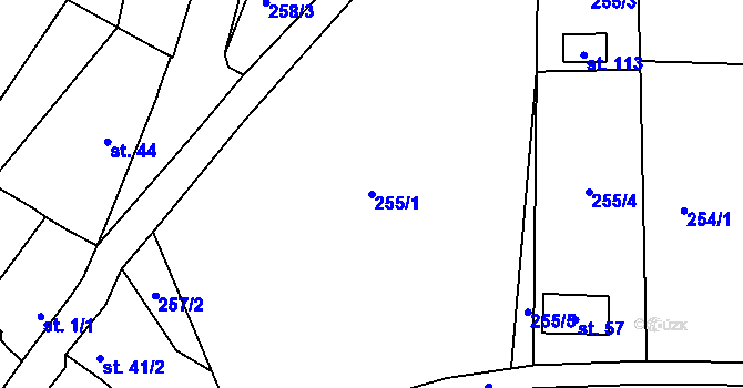 Parcela st. 255/1 v KÚ Modlešovice, Katastrální mapa
