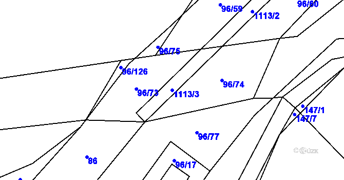 Parcela st. 1113/3 v KÚ Modlešovice, Katastrální mapa
