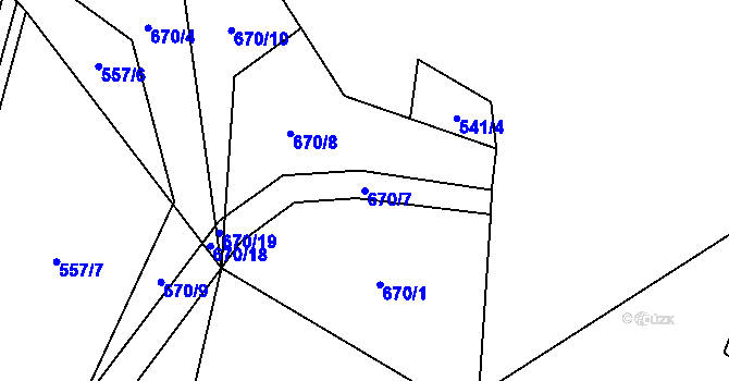 Parcela st. 670/7 v KÚ Modlešovice, Katastrální mapa
