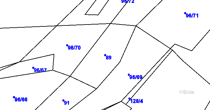 Parcela st. 89 v KÚ Modlešovice, Katastrální mapa