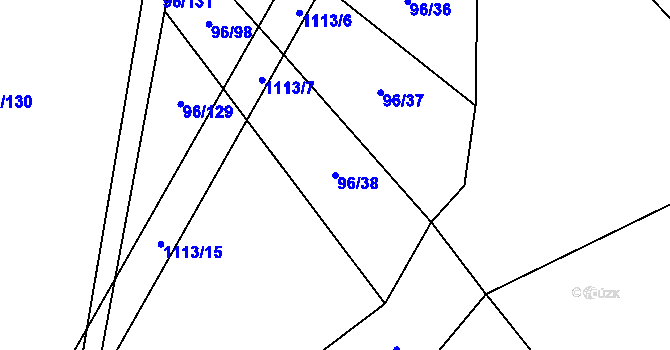 Parcela st. 96/38 v KÚ Modlešovice, Katastrální mapa