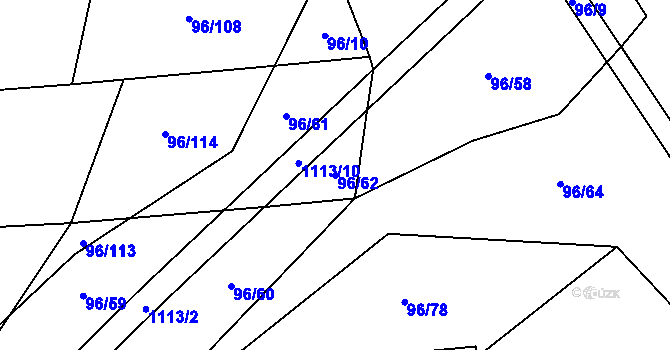 Parcela st. 96/62 v KÚ Modlešovice, Katastrální mapa